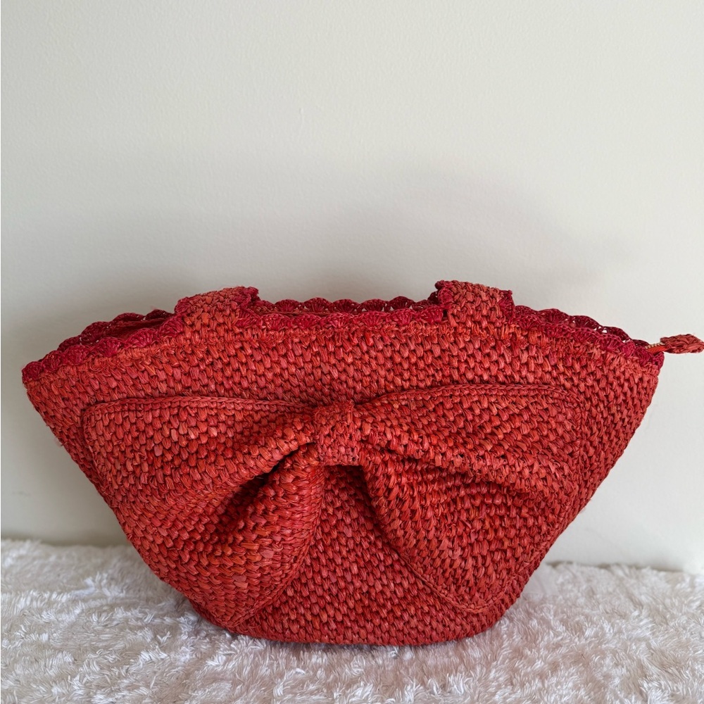 Kate Spade x Target Red Raffia Bow Tote Bag - Picture 3 of 8